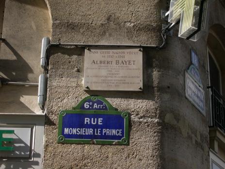 plaque commémorative, rue Monsieur le Prince